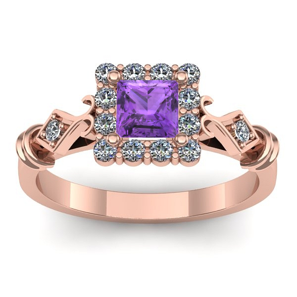 Inel cu ametist patrat