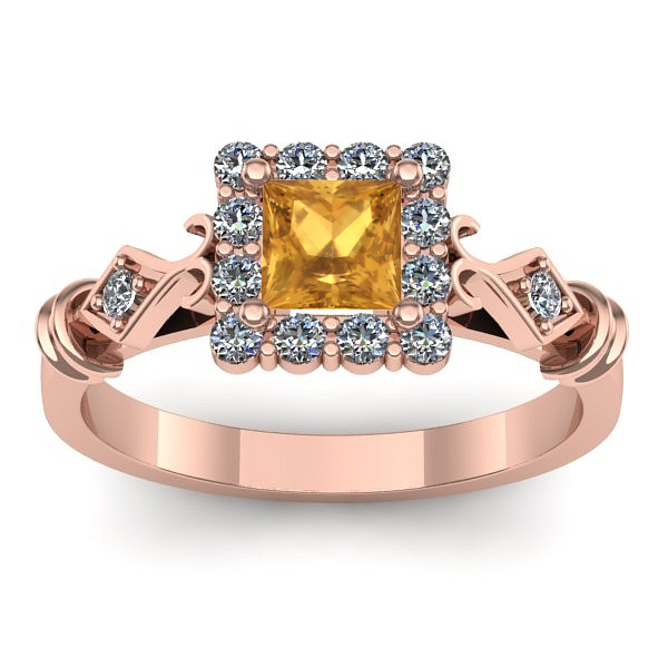 Inel de logodna cu citrin patrat