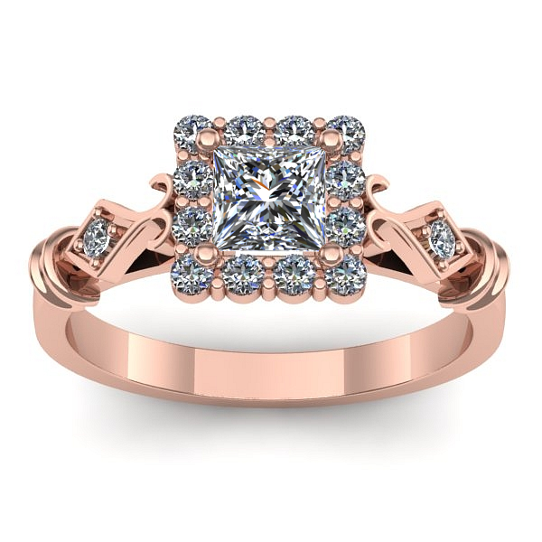 Inel cu diamant patrat