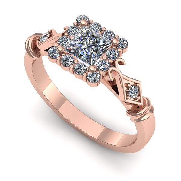 Inel din aur roz cu diamant