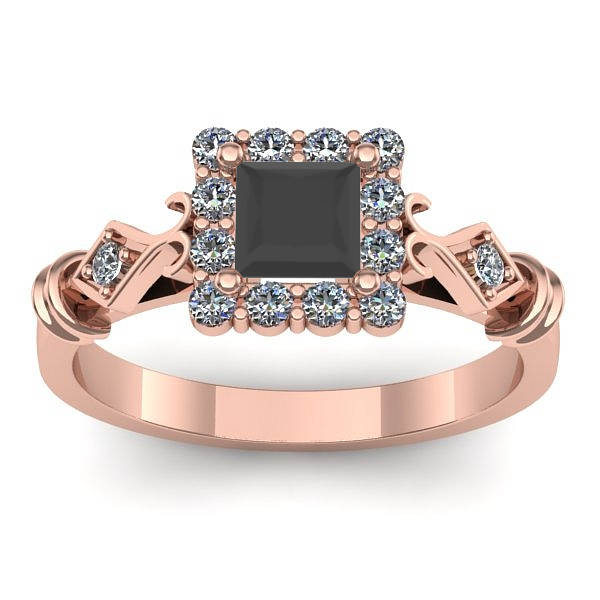 Inel de logodna cu diamant negru patrat