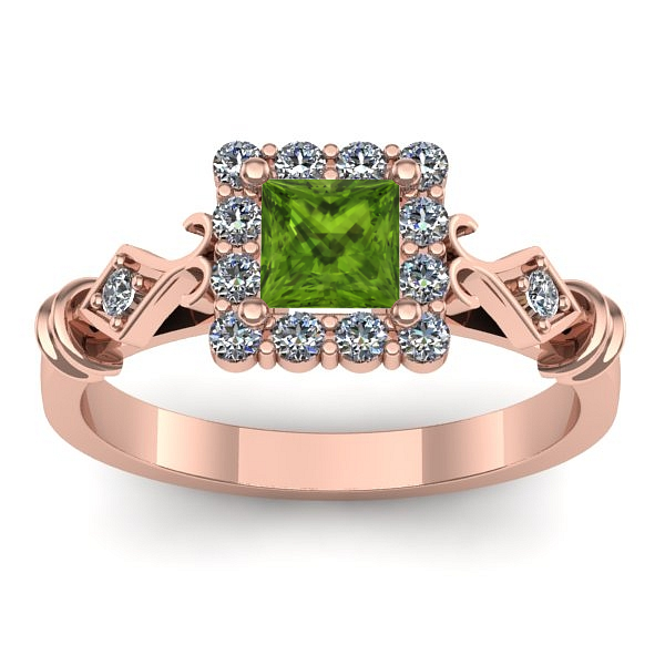 Inel de logodna cu peridot patrat