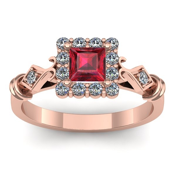 Inel de logodna cu rubin patrat