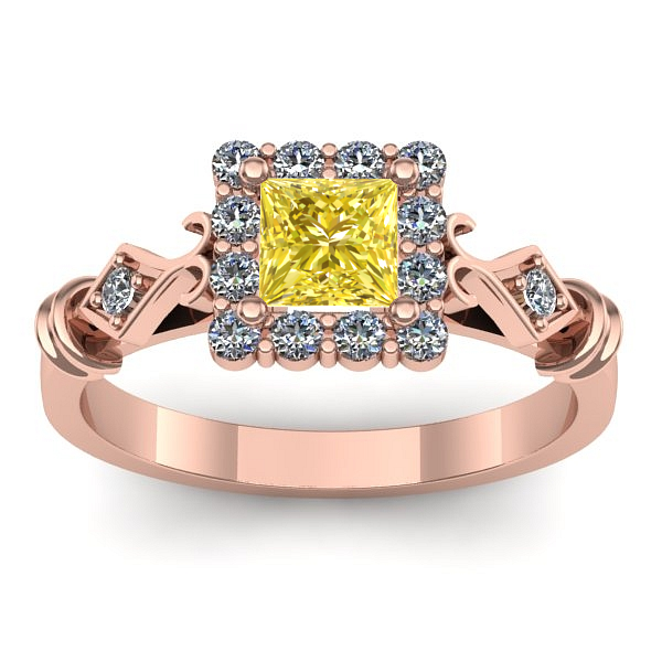 Inel cu safir galben patrat