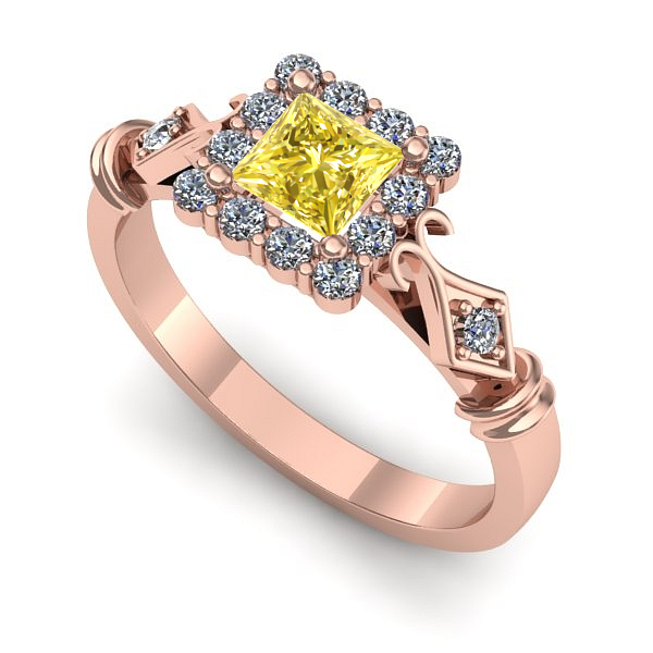 Inel din aur roz cu safir galben