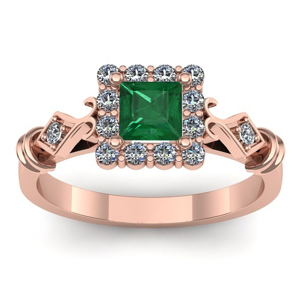 Inel cu smarald patrat