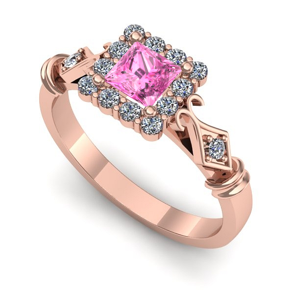 Inel din aur roz cu safir roz