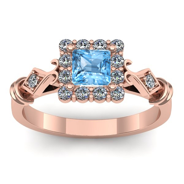 Inel de logodna cu topaz blue patrat