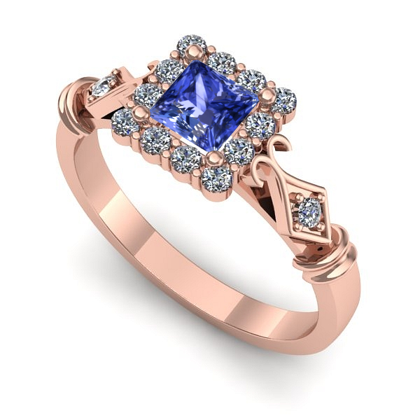 Inel din aur roz cu tanzanit