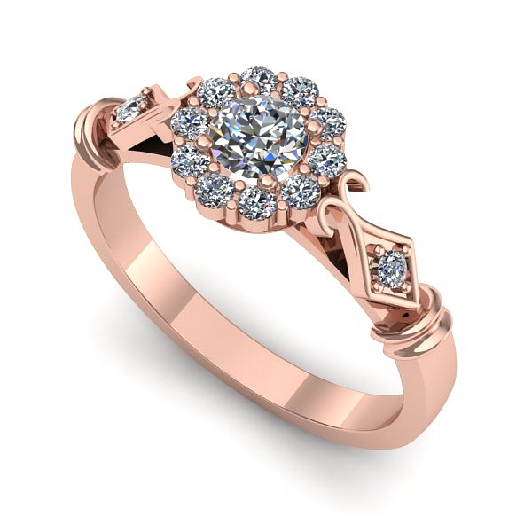 Inel de logodna din aur roz cu diamant