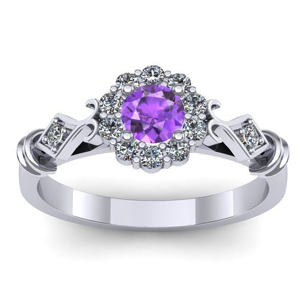 Inel logodna cu ametist rotund