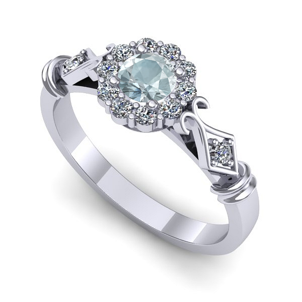 Inel din aur alb cu aquamarin