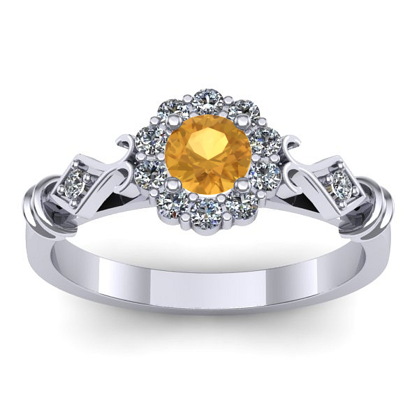 Inel logodna cu citrin rotund