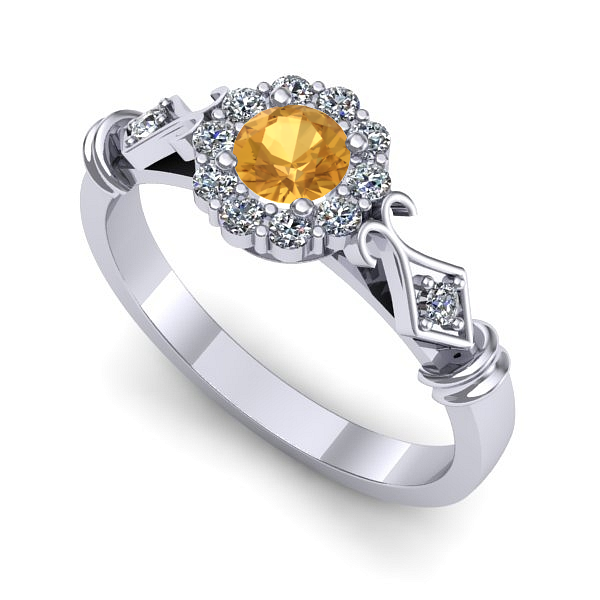 Inel din aur alb cu citrin