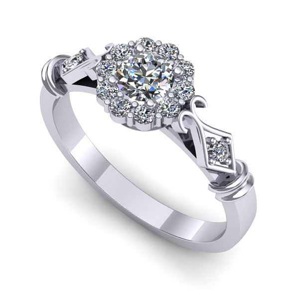 Inel logodna din aur alb cu diamant