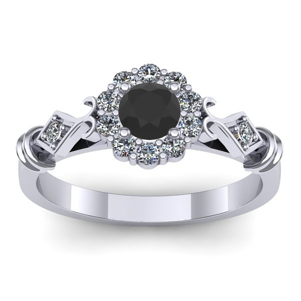 Inel cu diamant negru rotund