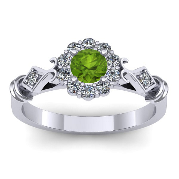 Inel de logodna cu peridot rotund