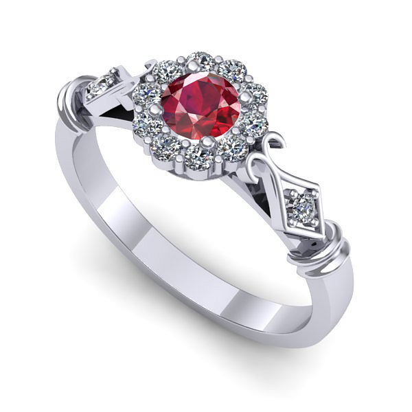 Inel din aur alb cu rubin