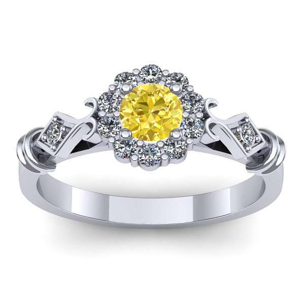 Inel de logodna cu safir galben rotund