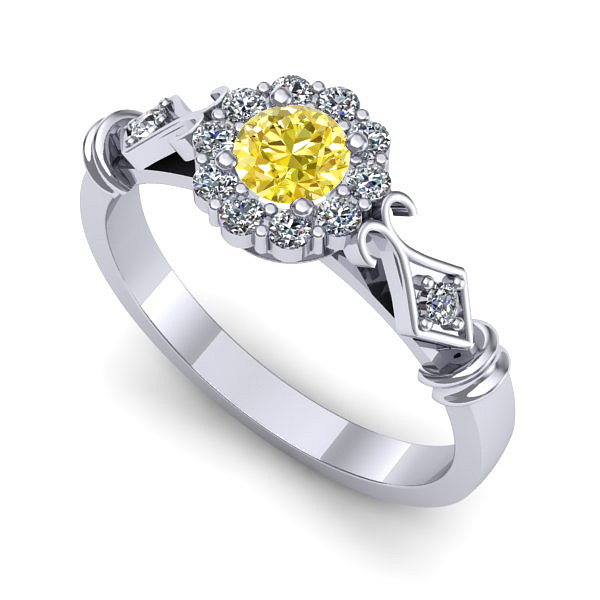 Inel din aur alb cu safir galben