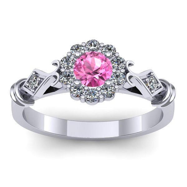 Inel de logodna cu safir roz rotund