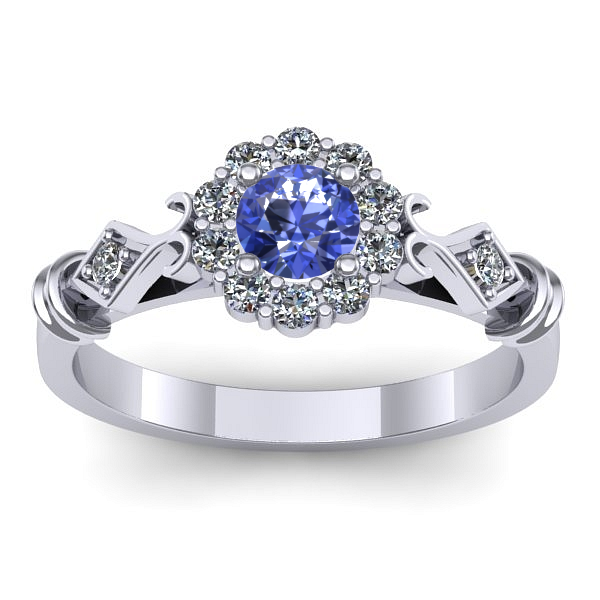 Inel logodna cu tanzanit rotund