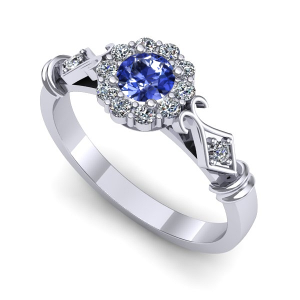 Inel logodna din aur alb cu tanzanit