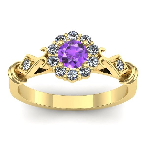 Inel logodna cu ametist rotund