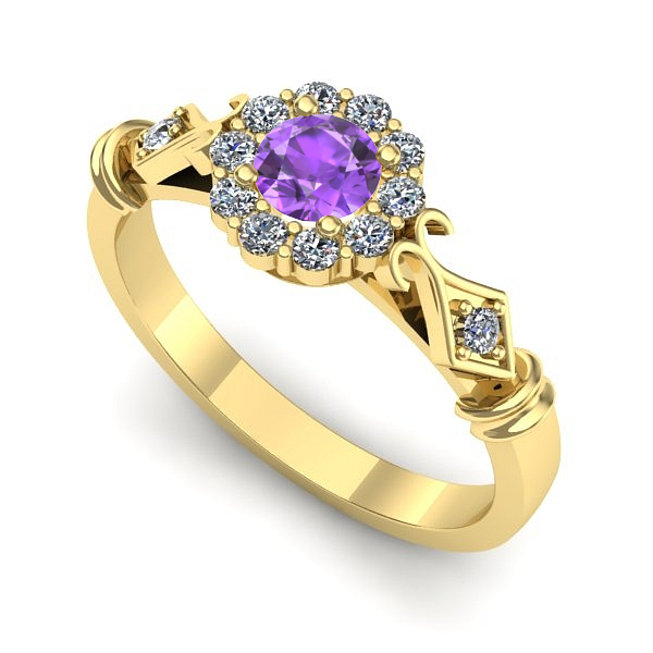 Inel din aur galben cu ametist