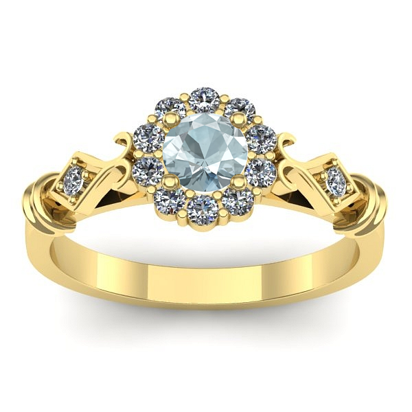 Inel de logodna cu aquamarin rotund