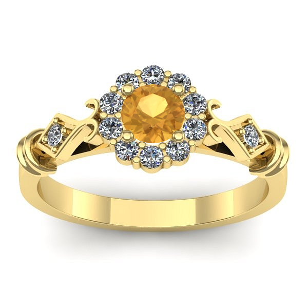 Inel logodna cu citrin rotund