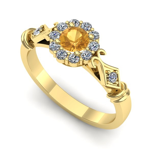 Inel din aur galben cu citrin