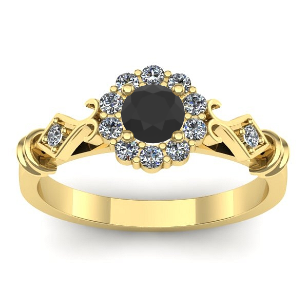 Inel de logodna cu diamant negru rotund