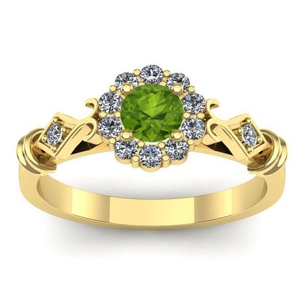 Inel logodna cu peridot rotund