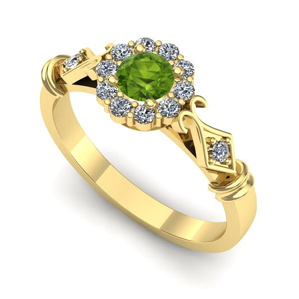 Inel logodna din aur galben cu peridot
