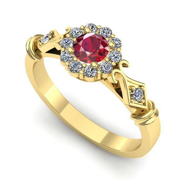 Inel de logodna din aur galben cu rubin