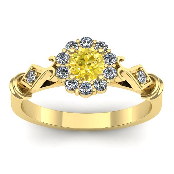 Inel logodna cu safir galben rotund