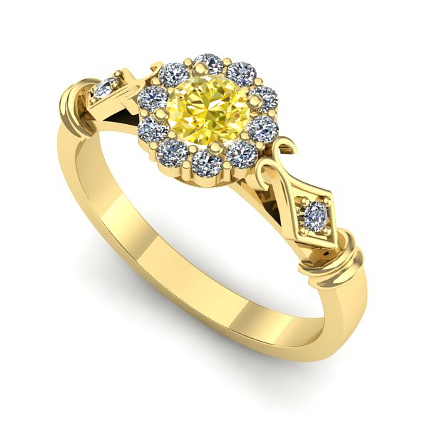 Inel logodna din aur galben cu safir galben