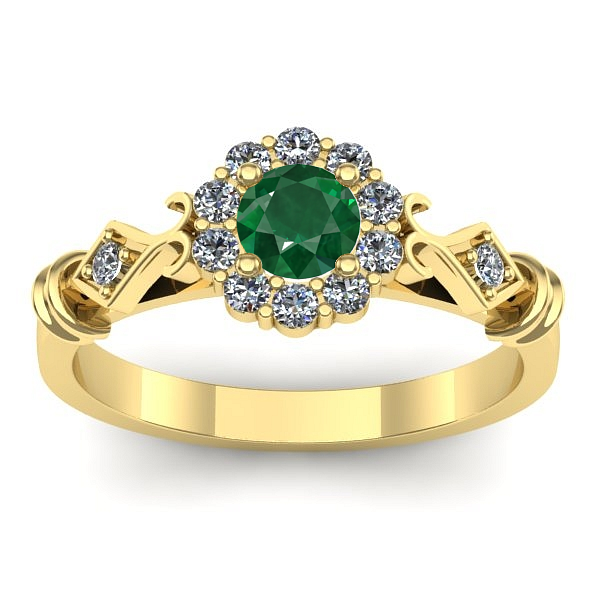 Inel de logodna cu smarald rotund