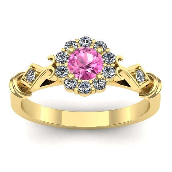 Inel logodna cu safir roz rotund