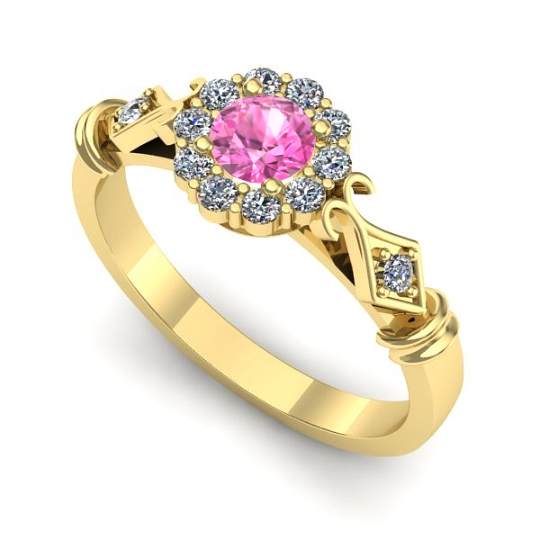 Inel din aur galben cu safir roz