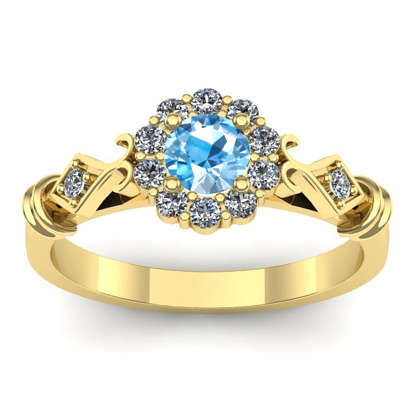 Inel cu topaz blue rotund