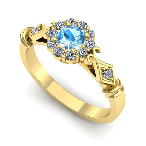 Inel de logodna din aur galben cu topaz blue