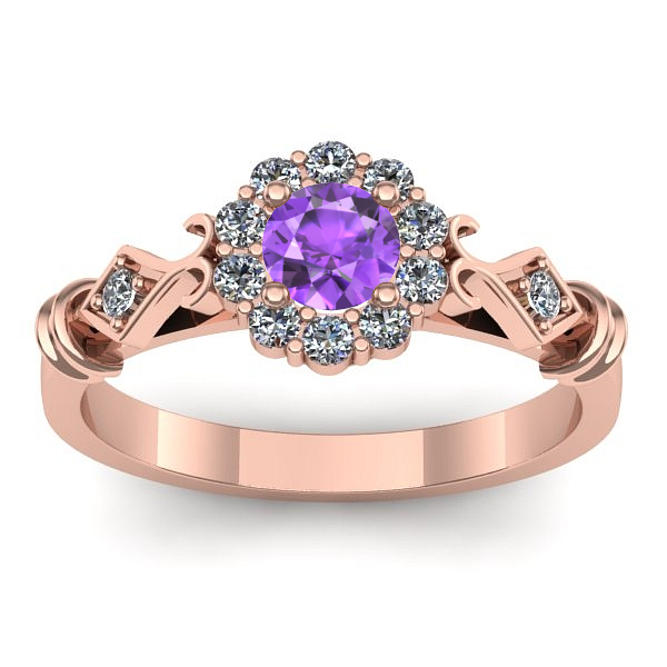 Inel cu ametist rotund