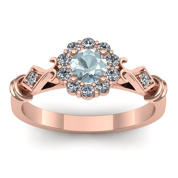 Inel cu aquamarin rotund