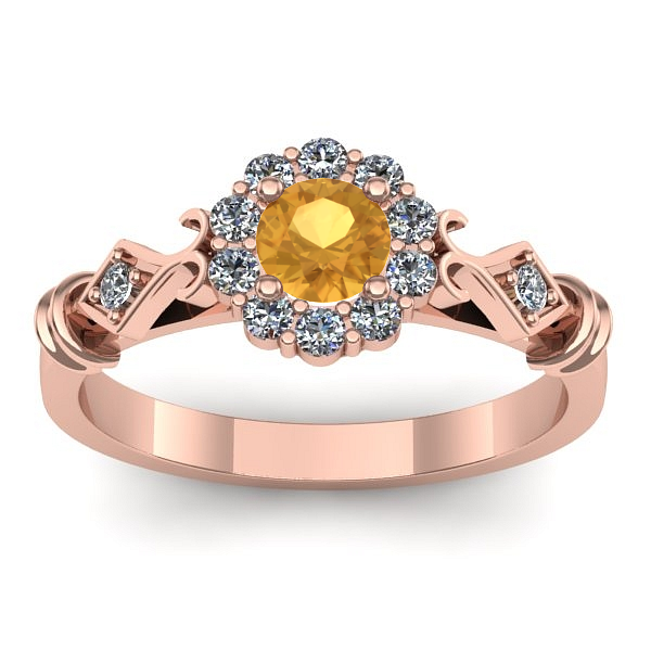 Inel de logodna cu citrin rotund