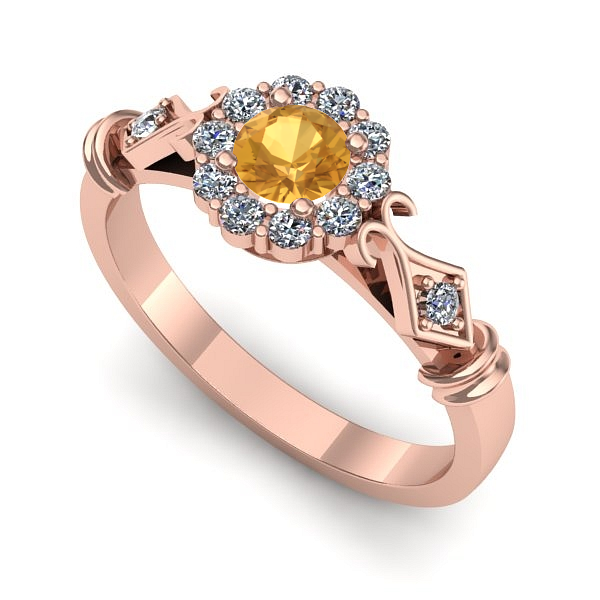 Inel de logodna din aur roz cu citrin