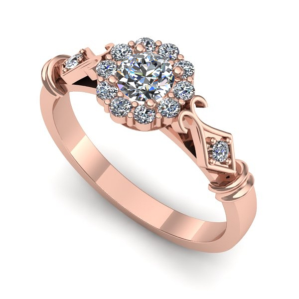 Inel logodna din aur roz cu diamant