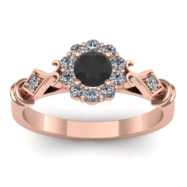 Inel cu diamant negru rotund