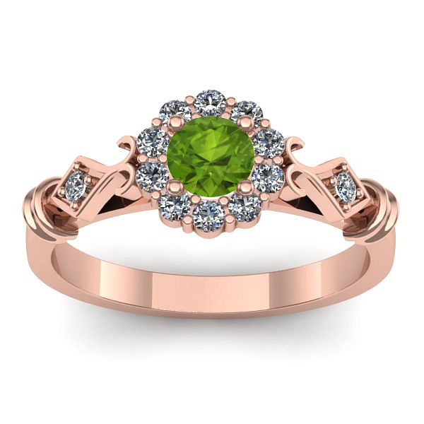 Inel logodna cu peridot rotund